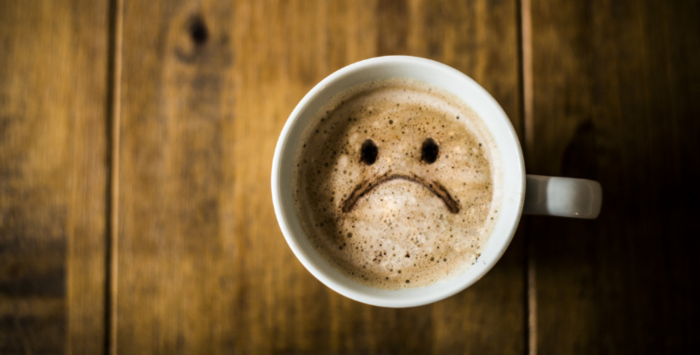 Coffee with a sad face