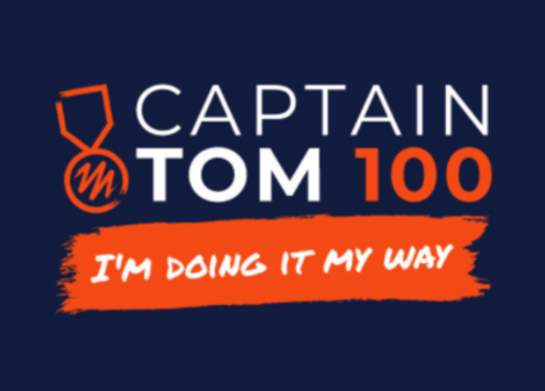 Captain Tom 100 Challenge text based graphic