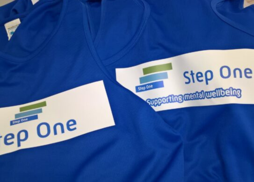 Step One Charity branded t-shirts