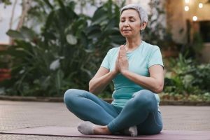 Woman doing yoga or meditating