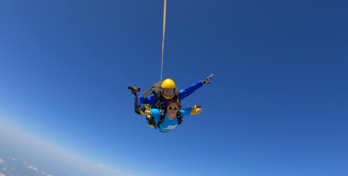 Person skydiving