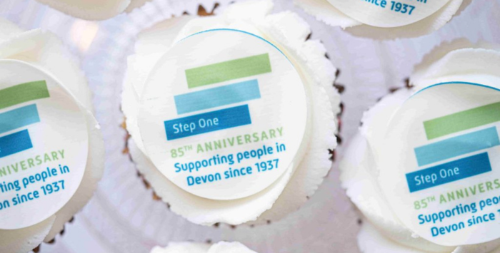 Cupcakes to celebrate Step One Charity's 85th anniversary.