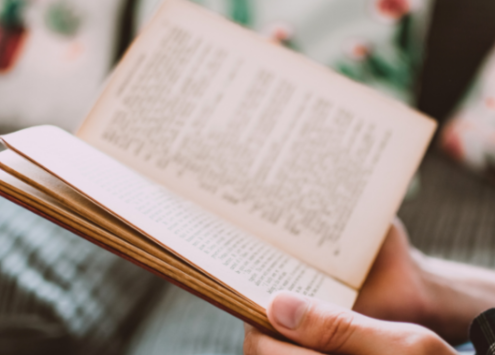 A person's hands holding a book