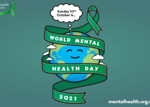 Illustrative and text based 'World Mental Health Day 2021' image