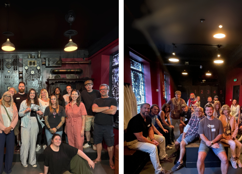 Colleagues enjoying team building day