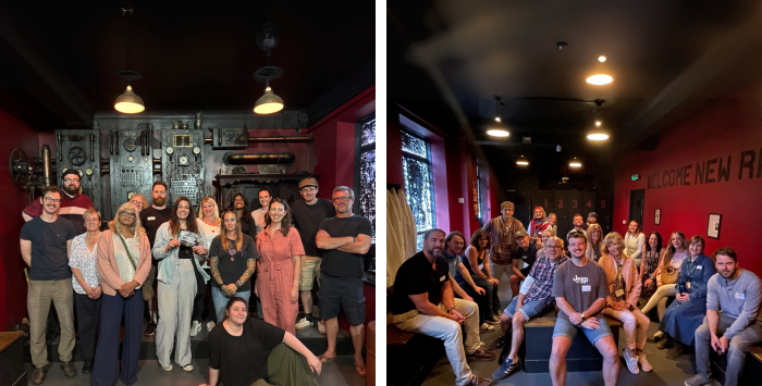 Colleagues enjoying team building day